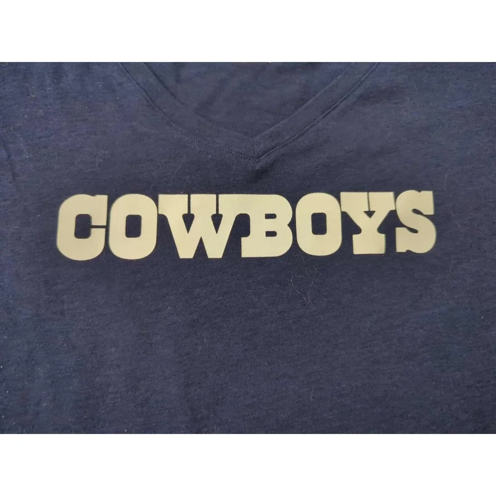 Dallas‎ Cowboys T Shirt Womens XL V-Neck Short Sleeve NFL The Nike Tee Blue